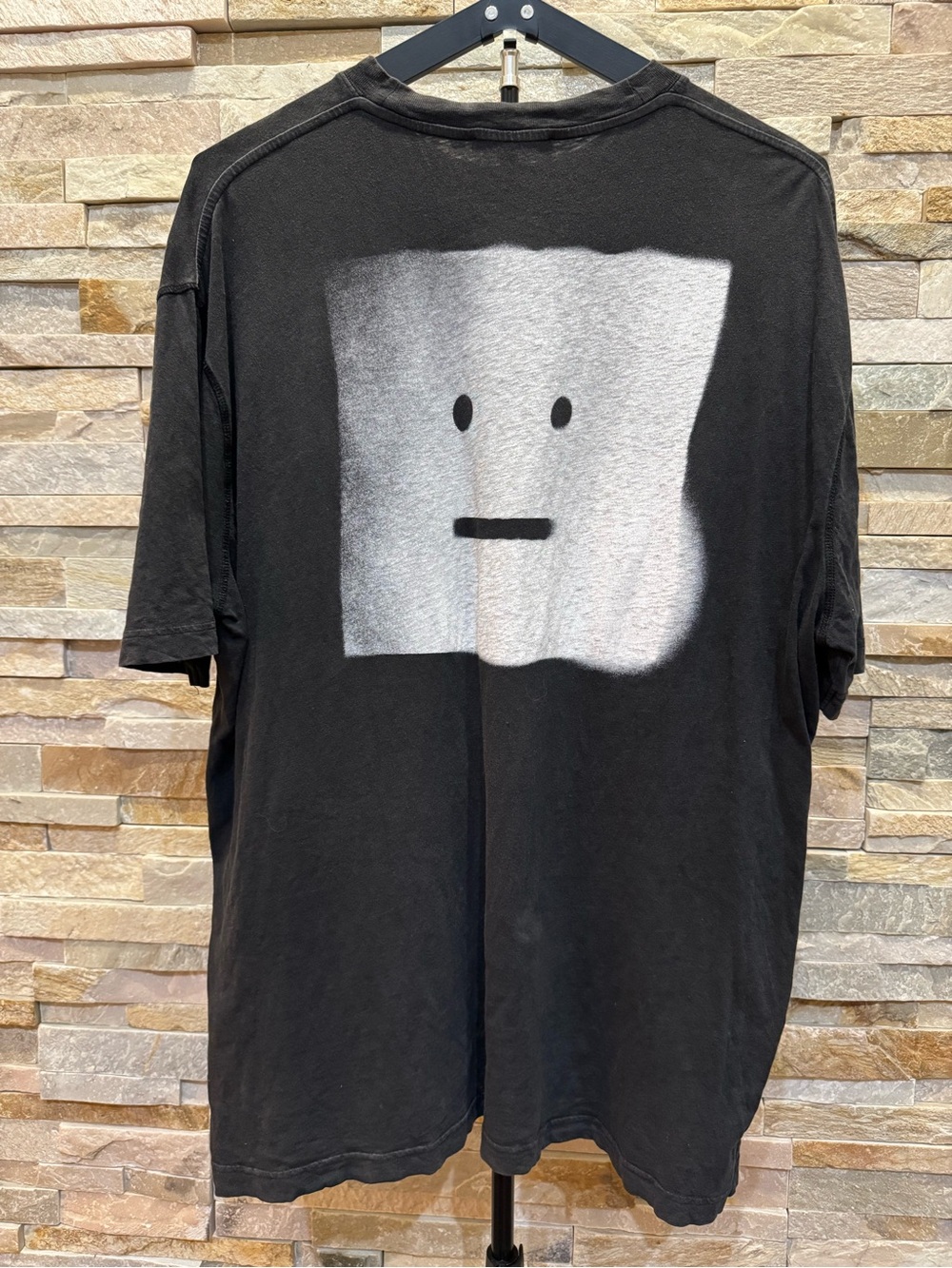 Acne Studios Black Washed Oversized Shirt Spray Paint Face Logo
